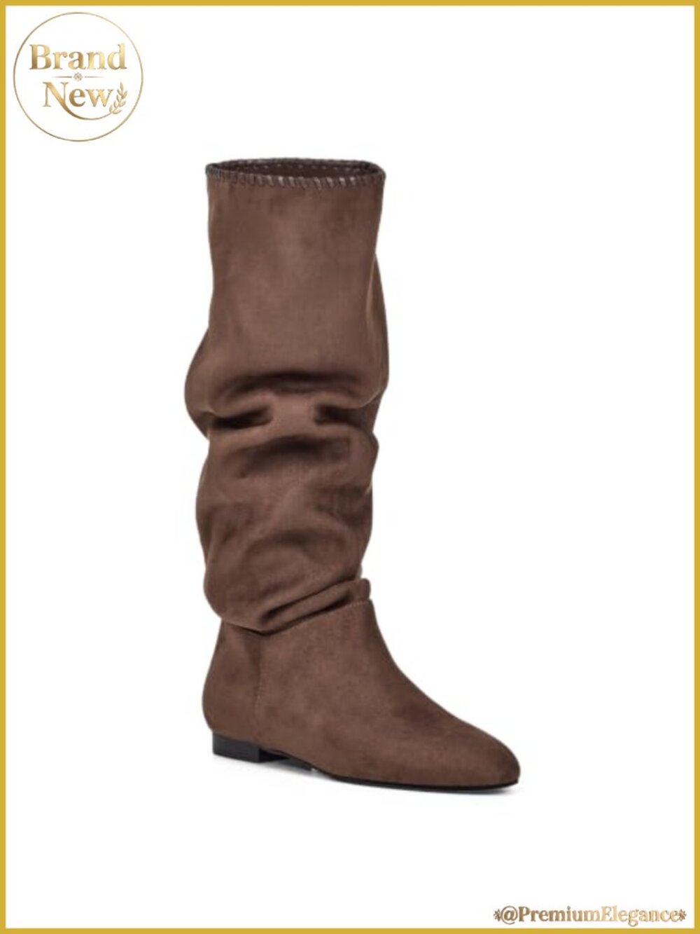 Women's Slouchy Knee High Pull On Flat Boots Faux Suede Fall Winter